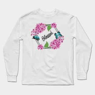 Blessed - Lilacs And Butterflies Long Sleeve T-Shirt